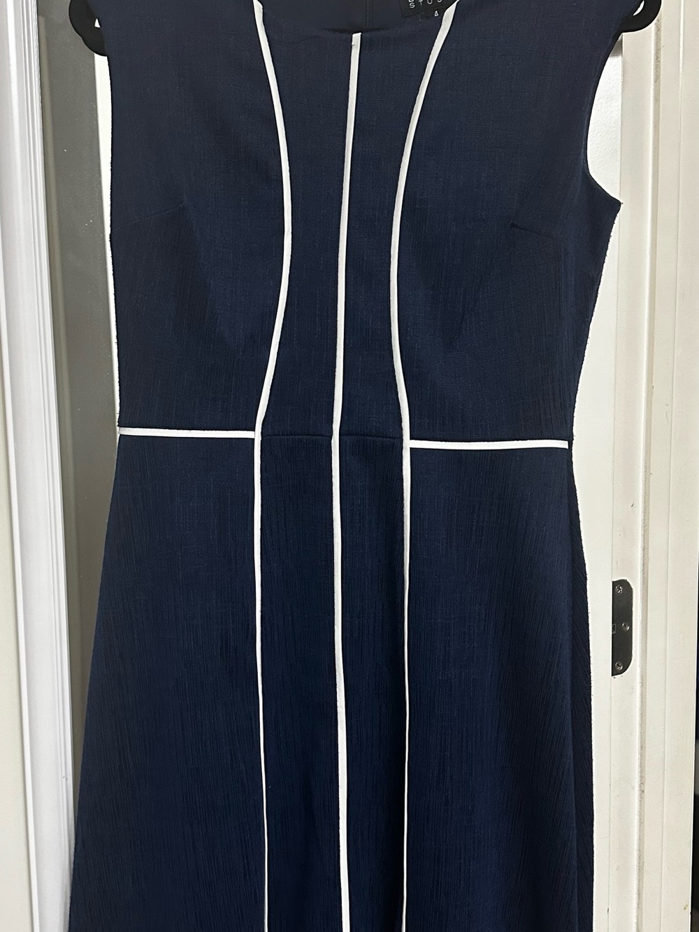 Enfocus Studio Navy Dress with White Piping